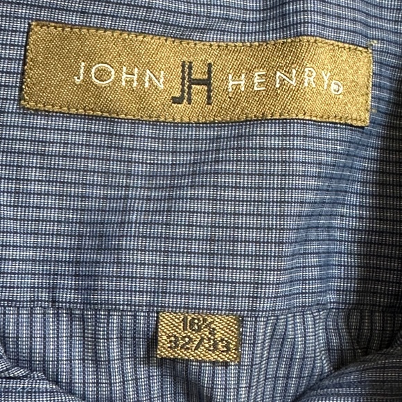 John Henry Men's Shirt Large Blue Pattern Long Sleeve Button Down Collared - Picture 2 of 7